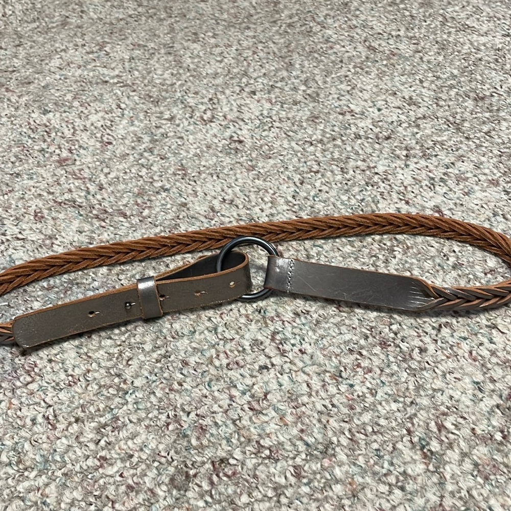 Vintage Brown Braided Leather Belt